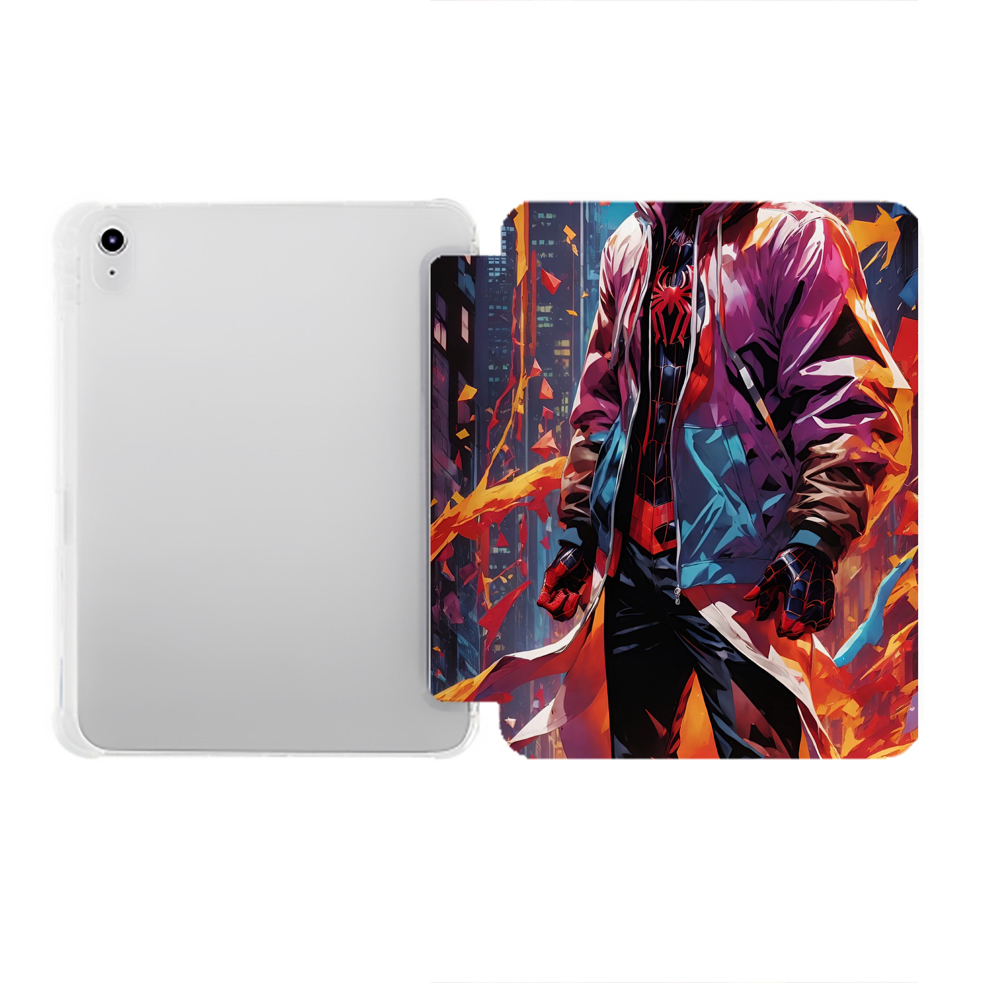 （画像用） Spider Man スパイダーマン IPad ケース ペン収納付き 三つ折りスタンド PUレザー×シリコン 対応機種9.5/10.5/10.9インチ